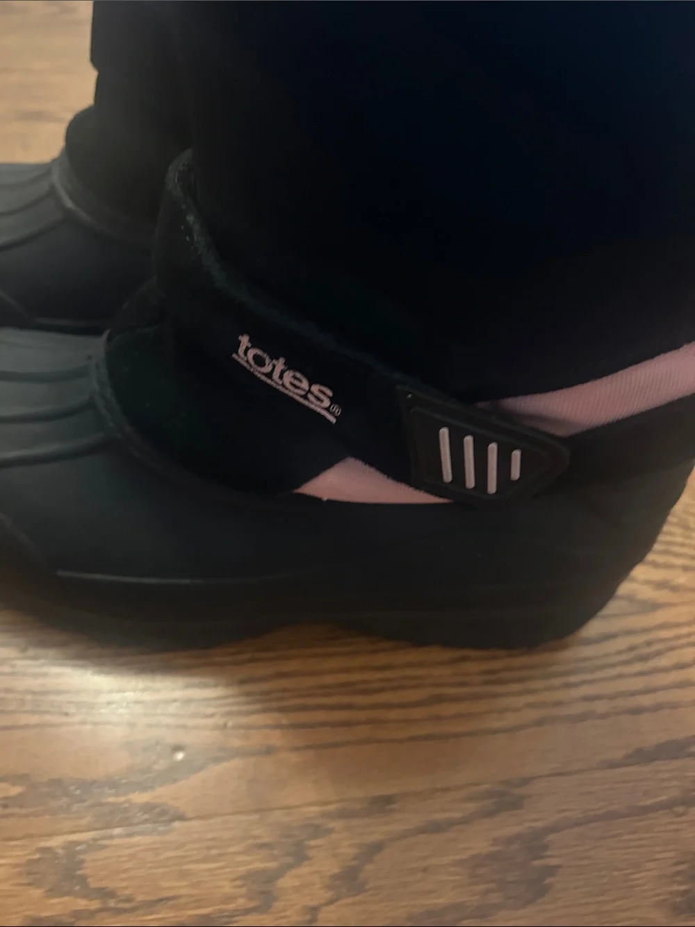totes Black and Pink Kids Snow Boots